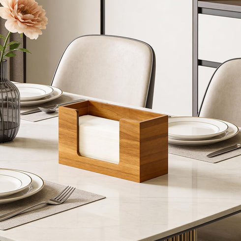 Hilislog Countertop Counter Acacia Wood Paper Towel Dispenser Wooden Paper Towel Holder for Bathroom Kitchen Napkin