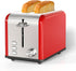Simple Deluxe 2-Slice Toaster, Red, 6 Browning Settings, 3 Functions, Extra Wide Slot & Removable Crumb Tray