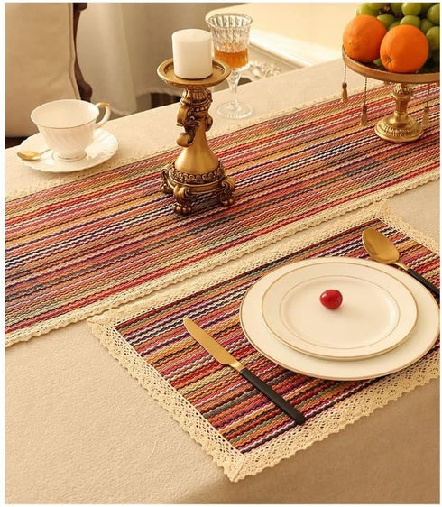 15.75 x19.68 Tablecloth Nightstand End Tabletop Dust Cover Night Stand Table Linen - Rainbow