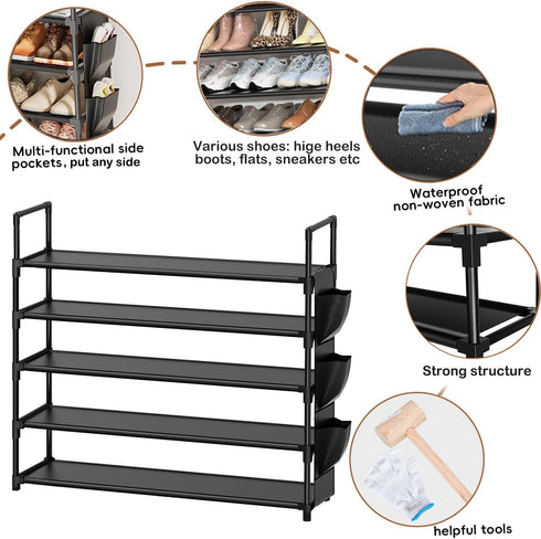 5 Closet, 20-25 OYREL Tier Shoe Organizer Rack for Entryway, Garage, Door, Space Saving, Shoe Holder Stand/Tower