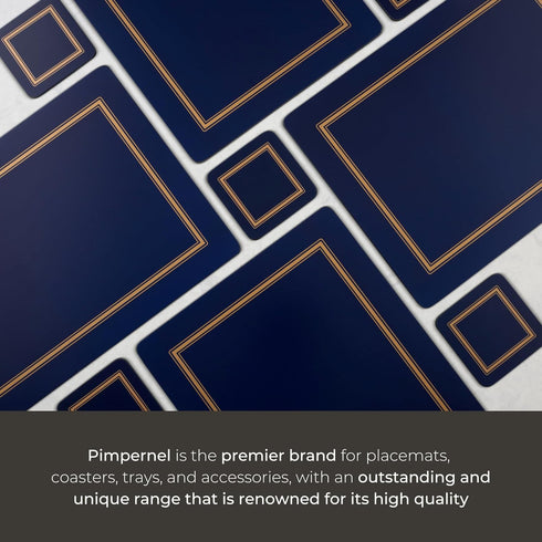 Pimpernel Classic Midnight Blue Coasters, Set of 6, Heat & Stain Resistant, Durable Cork Backing, 4 Inch