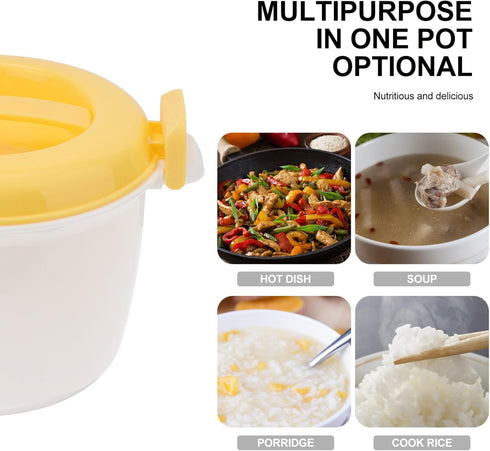 CALLARON Soup Microwave Rice Cooker Steamer Bowl: Portable Food Steamer Pot for Pasta, Fish, Vegetables, Ramen (Random