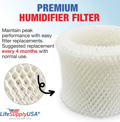 LifeSupplyUSA Humidifier Filter Replacement Wick Filter C for Honeywell Duracraft HC-888 Series