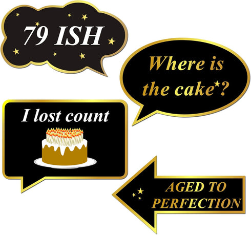 Konsait 80th Birthday Photo Booth Props, 48 Count Funny Party Props Kit for Man Woman 80th Birthday Decorations