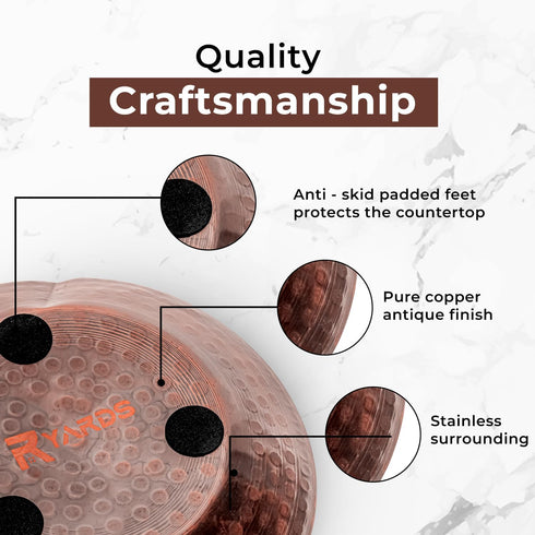 Copper Spoon Rest for Stove Top - Hammered Copper Utensil Holder & Kitchen Accessories - Farmhouse Rustic Utensil Holder for Countertop - Act as Coffee Bean Tray, Jewelry Dish