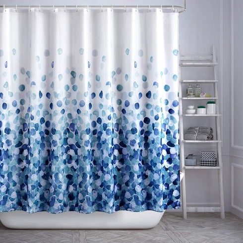 ARICHOMY Polyester Shower Curtain Set, Farmhouse Bathroom Fabric Fall Curtains, Waterproof, Standard Size 72 by 72, Blue