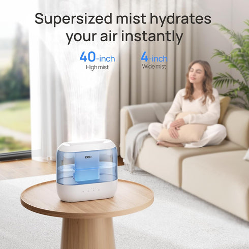 Dreo Humidifiers for Bedroom - Top Fill 4L Cool Mist Humidifier with Oil Diffuser and Nightlight, 32H Runtime