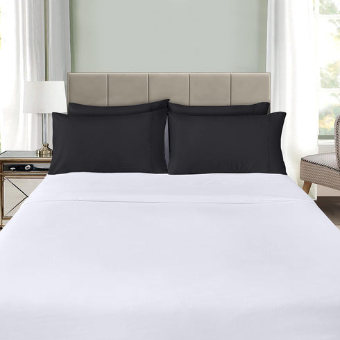 Utopia Bedding King Pillow Cases - 4 Pack Black Soft Brushed Microfiber Fabric, Envelope Closure, 20 x 40 Inches