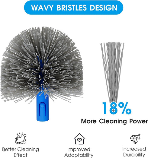 TidyMister Small Pool Brush Head for Cleaning Narrow Corners Steps, Stiff Wavy Bristles Round Brush Scrubber for Above