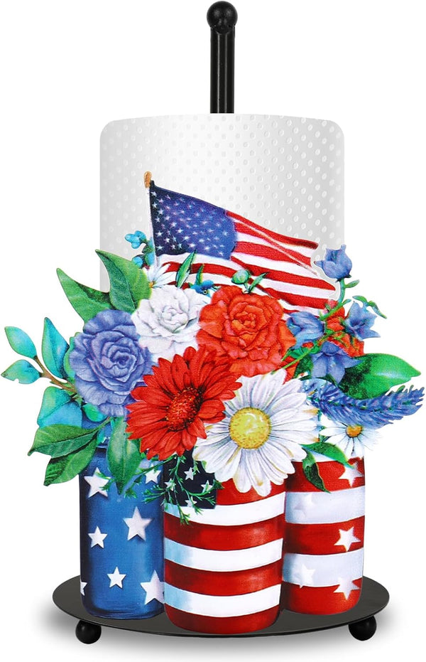 JarThenaAMCS Patriotic Vase Paper Towel Holder Stand 4th of July American Flag