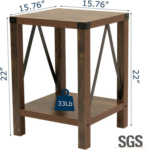 Rustic Brown Nightstand with Dual Options for Bedroom & Living Room