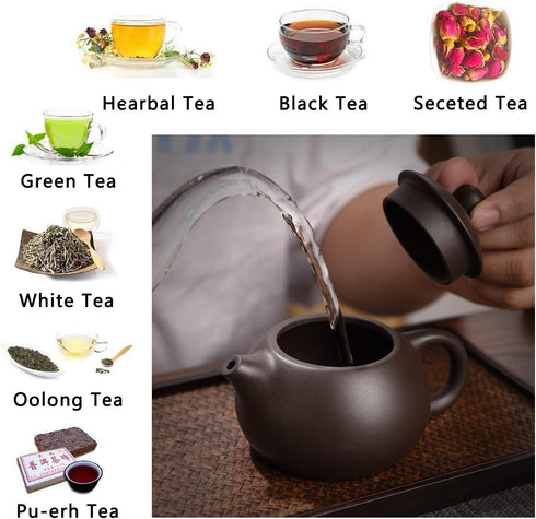 CAISANG Sets 12 PACK Set Travel Tea Ceramic Teapot, Chinese Tea Pot Cup with Tray Infuser,Purple Clay