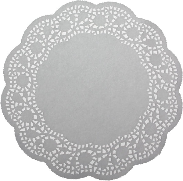 LJY 120 Pieces White Lace Round Paper Doilies for Cake Packaging, Wedding Tableware Decoration (9.5 Inch)