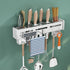 Kitchen Wall Mount Utensil Rack Organizer for Spoons, Knives, Forks, Chopsticks, Cookware Cutlery Holder, Silver