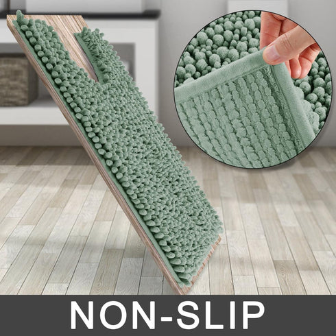 Yimobra Luxury Shaggy U-Shaped Toilet Rug, Soft Non-Slip Bathroom Floor Mat, 24.4 X 20.4 Inches, Green