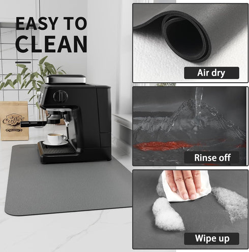 Coffee Bar Mat for Countertops, Absorbent Coffee Mat Fit Under Coffee Maker, Rubber Backed Dish Drying Mat
