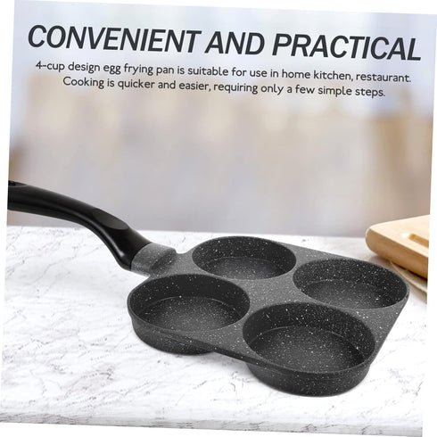 Cast Iron Skillet Egg Cooker Pan - 4 Egg Frying Pan, Non Stick Divided Grill Pan