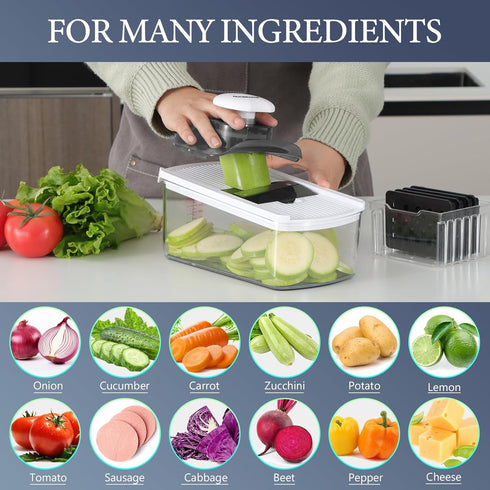 6 (6 1, Ourokhome Vegetable Mandolin Slicer, Hand Safe Kitchen Food Shredder with Mandoline Blades, Veggie Waffle