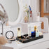ALELION 8" Black Bathroom Vanity Tray, Wood Organizer for Dresser Tops, Soap Dispenser, Jewelry Catchall