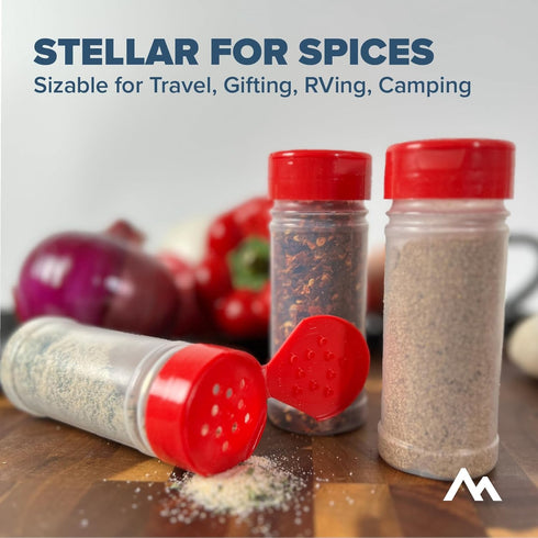 Pinnacle Mercantile Round Spice Jars, 4oz with Sifter Lids (12-Pack), Clear, Empty, Reusable Containers for Herbs,