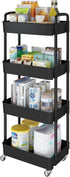 Laiensia 4-Tier Rolling Cart with Wheels,Multifunction Utility Storage Carts, Kitchen Storage Organizer,Mobile