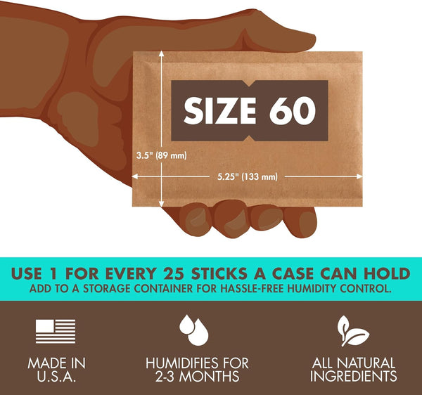 Boveda 65% Two-Way Humidity Control Packs, Size 60, 4 Pack, Moisture Absorbers for Plastic & Wood Boxes