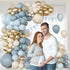 147pcs Dusty Blue Balloon Garland Arch Kit, Light Baby Blue Sand White Metallic Gold Confetti for Birthday Wedding