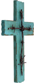 RWI 10 1/2" Weathered Wood & Barbwire Decorative Wall Cross, Shabby Chic Chalk Paint Look