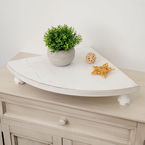 Counter Countertop Corner Wood Shelf, Rustic Pedestal Stand, Farmhouse Corner Shelves Stand, Tray Riser for Coffee Bar