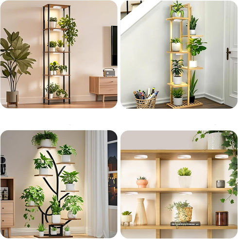 3 3000K+6000K 6/12/16H 3 10 Dimmable Head White Halo Angel Ring Ceiling LED Plant Growth Lights for Shelf, Full