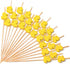 PuTwo Toothpicks, 100 Counts Handmade Natural Bamboo Cocktail Sticks, Yellow Ducks