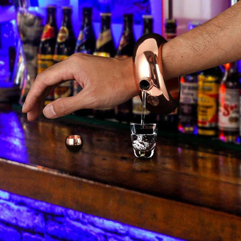 3.5oz Smooth Stainless Steel Portable Bracelet Hip Flask for Storing Whiskey/Alcohol (Gold + Rhinestones Lid)