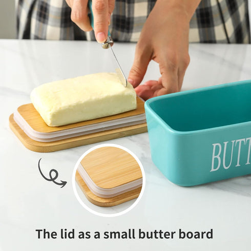 Countertop, Counter, Hasense Butter Dish, Ceramic Butter Container with Lid Holds For Large Butter Holder with Knife