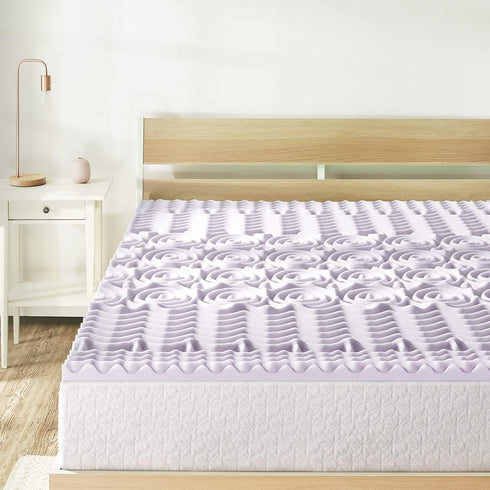 Mellow 1.5 Inch 5-Zone Memory Foam Mattress Topper with Soothing Lavender Infusion, Queen Size