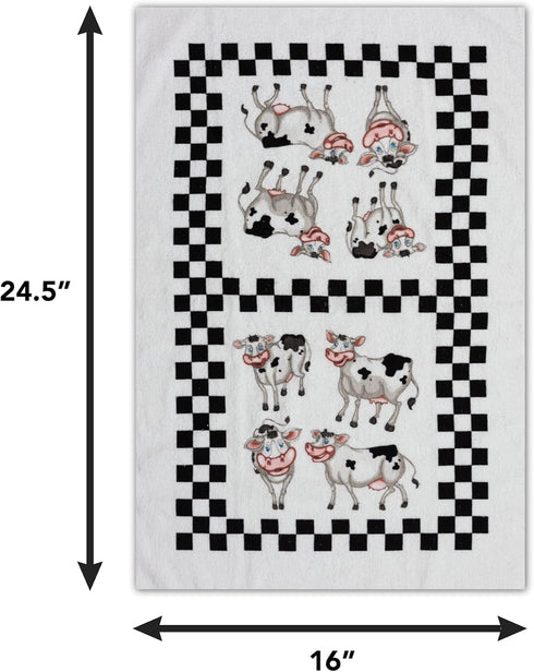 Oven Mitt and Potholder Kitchen Set, 3 Piece Laughing Cows Accessory, Waterproof Oven Glove and Tea Towel