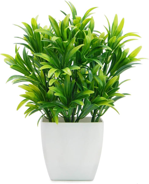 OFFIDIX Faux Plants Mini Potted Plastic Aloe, Artificial Green Plant with White Square Pots for Home Decor