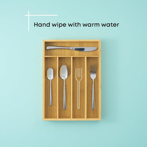 JoyJolt Bamboo Drawer Organizer for Kitchen Utensils, 5-Compartment Silverware Holder, Flatware Organizer