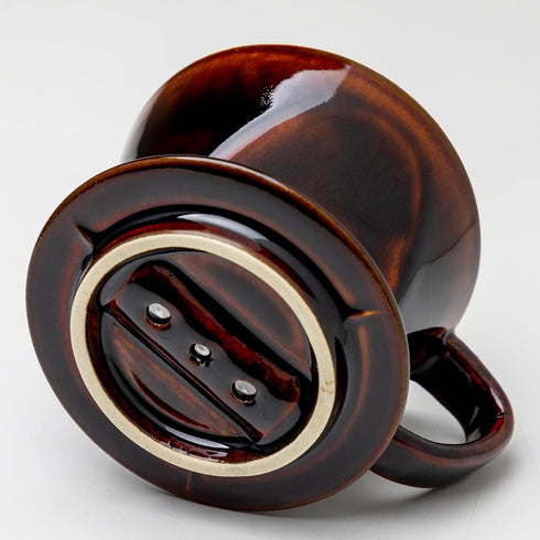 Asayu Japan Ceramic Coffee Pour Over Maker Set, Chocolate Brown, Slow Brewing Dripper with 3 Holes for Coffee & Tea