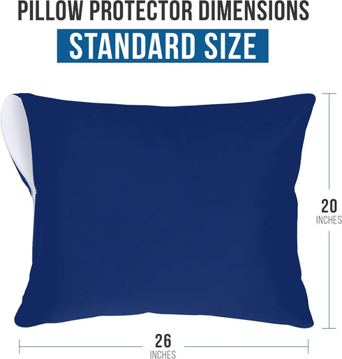 Utopia Bedding Waterproof Pillow Protector Zippered (2 Pack), Standard Royal Blue Pillow Encasement 20 x 26 Inches