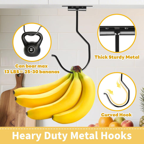 Counter Self Adhesive Banana Hook Under Cabinet Foldable Banana Hanger Hook Under Banana Hook to Keep Bananas Fresh