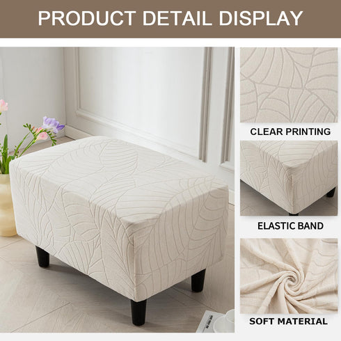 Bottom,05 Eco-Ancheng Ottoman Cover Stretch Rectangle Footrest Stool Slipcover Ottoman Bench Covers Jacquard Footstool
