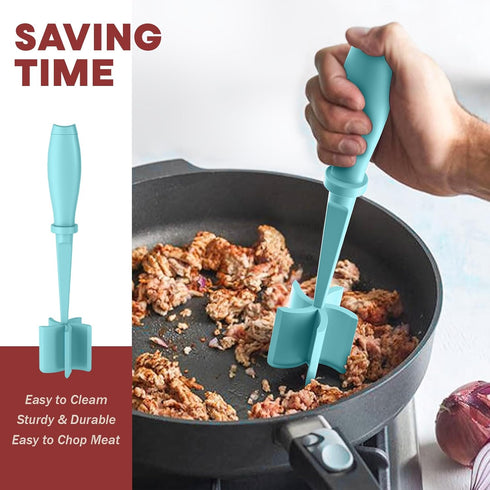 Premium Meat Chopper - Hamburger Chopper, Heat Resistant Masher for Ground Beef, Ground Turkey, Nylon Tool and Meat Fork