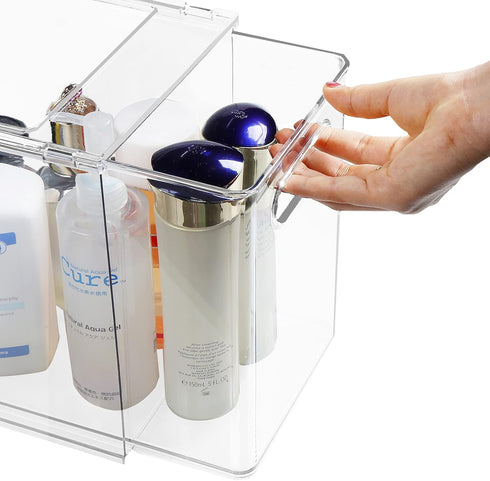 shopwithgreen Refrigerator Organizer Bins with Pull-out Drawer, Clear Fridge Drawer Organizer with Handle