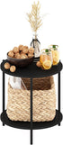 2-Tier 15.55 10.58 5.46 inches, Furinno Besi Modern Round Side End Table with Sturdy Metal Legs, (W) x (H) x (D)