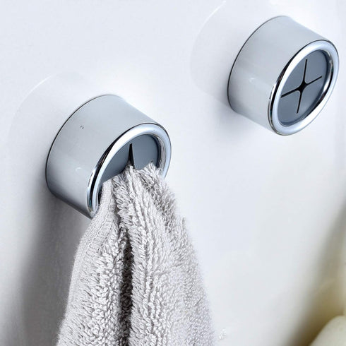 6pcs Push Hooks for Towel | Self-Adhesive Kitchen Towel Holder | Round Wall & Door Mounted Hooks for Bathroom Home