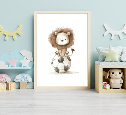 Generic Baby Boy Animals Nursery Wall Art Sport Theme Nursery Painting Picture Wall Decor Cute Lion Hippo Tiger Giraffe
