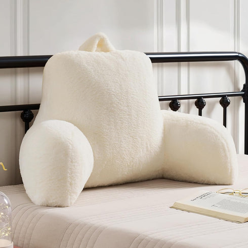 Jillche Bed Faux Fur Reading Pillow for Bed/Couch/Floor/Dorm, Great Cozy Back Pillow for Bed