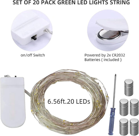 20 Pack 7ft 20 Warm White Battery Operated Fairy Lights, LED Mini String Lights, Copper Wire Twinkle Firefly Starry