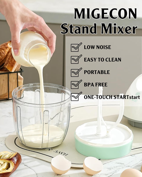MIGECON Stand Mixer Electric Kitchen Mixer Egg Stand Shampoo Frother Milk Frother Hands-f r e e Mixer Electric Whisk Drink Mixer for Food Whipping,Whisk Egg White,Cake Mixer, Milk Foamer Frother 900ml by Migecon