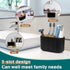 Black Bamboo Toothbrush Holder for Bathrooms, Electric Toothbrush Organizer for Kids and Family Countertop